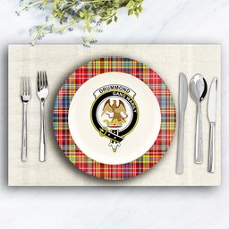 ScotsTee Shop Scottish Drummond of Strathallan Modern Crest Tartan Ceramic Plate