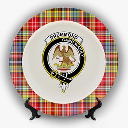 ScotsTee Shop Scottish Drummond of Strathallan Modern Crest Tartan Ceramic Plate