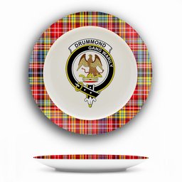 ScotsTee Shop Scottish Drummond of Strathallan Modern Crest Tartan Ceramic Plate