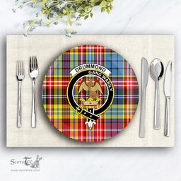 ScotsTee Shop Scottish Drummond of Strathallan Modern Crest Tartan Ceramic Plate