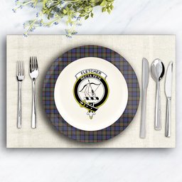 ScotsTee Shop Scottish Fletcher of Dunans SC Crest Tartan Ceramic Plate