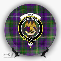 ScotsTee Shop Scottish Hay of Megginch Crest Tartan Ceramic Plate