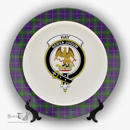 ScotsTee Shop Scottish Hay of Megginch Crest Tartan Ceramic Plate