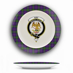 ScotsTee Shop Scottish Hay of Megginch Crest Tartan Ceramic Plate