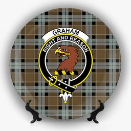 ScotsTee Shop Scottish Graham of Menteith Weathered Crest Tartan Ceramic Plate