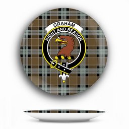 ScotsTee Shop Scottish Graham of Menteith Weathered Crest Tartan Ceramic Plate