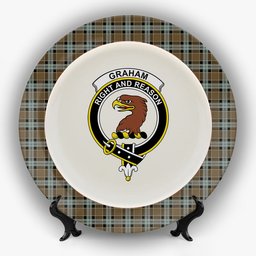 ScotsTee Shop Scottish Graham of Menteith Weathered Crest Tartan Ceramic Plate