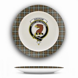 ScotsTee Shop Scottish Graham of Menteith Weathered Crest Tartan Ceramic Plate