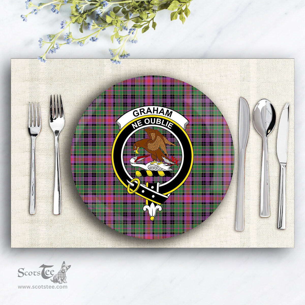 ScotsTee Shop Scottish Graham of Airth Ancient Crest Tartan Ceramic Plate