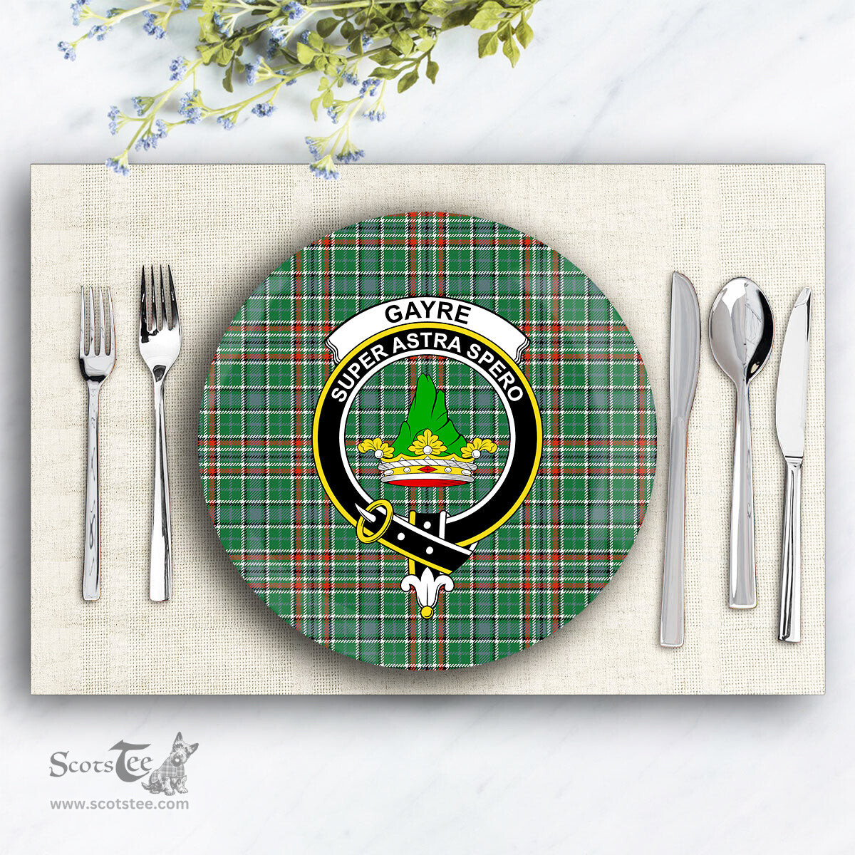 ScotsTee Shop Scottish Gayre Dress Ancient Crest Tartan Ceramic Plate