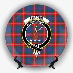 ScotsTee Shop Scottish Fraser of Lovat Modern Crest Tartan Ceramic Plate
