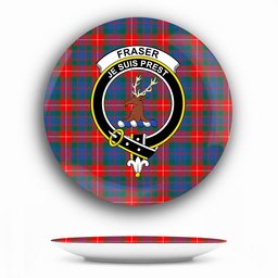 ScotsTee Shop Scottish Fraser of Lovat Modern Crest Tartan Ceramic Plate