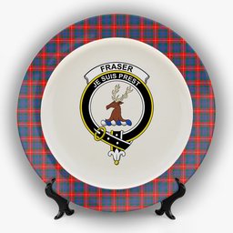 ScotsTee Shop Scottish Fraser of Lovat Modern Crest Tartan Ceramic Plate