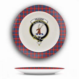 ScotsTee Shop Scottish Fraser of Lovat Modern Crest Tartan Ceramic Plate