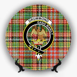 ScotsTee Shop Scottish Drummond of Strathallan  Ancient Crest Tartan Ceramic Plate