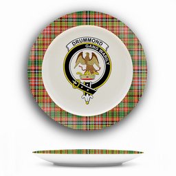 ScotsTee Shop Scottish Drummond of Strathallan  Ancient Crest Tartan Ceramic Plate