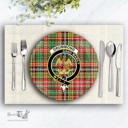 ScotsTee Shop Scottish Drummond of Strathallan  Ancient Crest Tartan Ceramic Plate