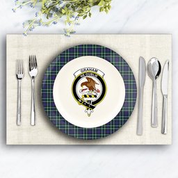 ScotsTee Shop Scottish Graham of Montrose Modern Crest Tartan Ceramic Plate