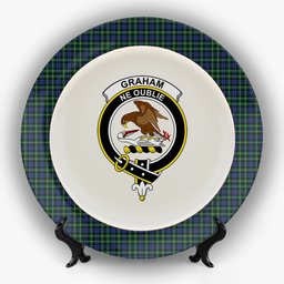 ScotsTee Shop Scottish Graham of Montrose 3 Crest Tartan Ceramic Plate