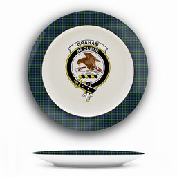 ScotsTee Shop Scottish Graham of Montrose 3 Crest Tartan Ceramic Plate