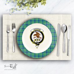 ScotsTee Shop Scottish Graham of Montrose Ancient Crest Tartan Ceramic Plate