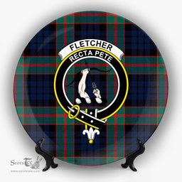 ScotsTee Shop Scottish Fletcher of Dunans Modern Crest Tartan Ceramic Plate