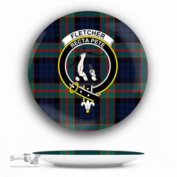 ScotsTee Shop Scottish Fletcher of Dunans Modern Crest Tartan Ceramic Plate