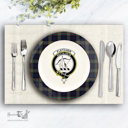 ScotsTee Shop Scottish Fletcher of Dunans Modern Crest Tartan Ceramic Plate