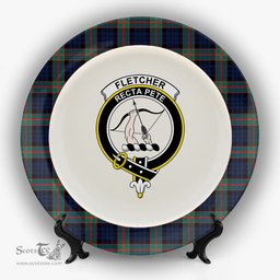ScotsTee Shop Scottish Fletcher of Dunans Modern Crest Tartan Ceramic Plate