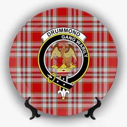 ScotsTee Shop Scottish Drummond of Perth Dress 3 Crest Tartan Ceramic Plate