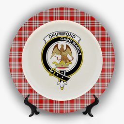 ScotsTee Shop Scottish Drummond of Perth Dress 3 Crest Tartan Ceramic Plate