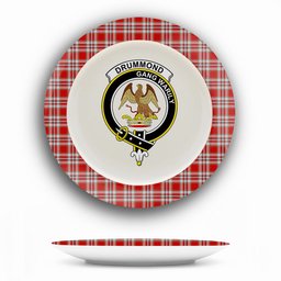 ScotsTee Shop Scottish Drummond of Perth Dress 3 Crest Tartan Ceramic Plate