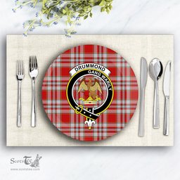 ScotsTee Shop Scottish Drummond of Perth Dress 3 Crest Tartan Ceramic Plate