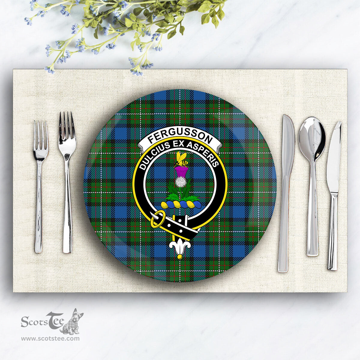 ScotsTee Shop Scottish Ferguson of Atholl Crest Tartan Ceramic Plate