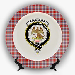 ScotsTee Shop Scottish Drummond of Perth Dress 2 Crest Tartan Ceramic Plate