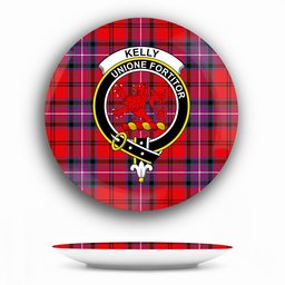 ScotsTee Shop Scottish Kelly of Sleat Red Modern Crest Tartan Ceramic Plate