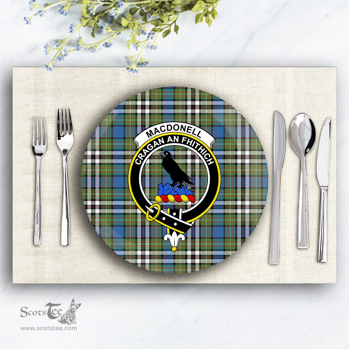 ScotsTee Shop Scottish MacDonell of Glengarry Dress Ancient Crest Tartan Ceramic Plate