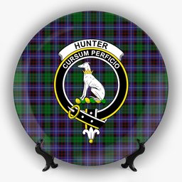 ScotsTee Shop Scottish Hunter of Peebleshire Crest Tartan Ceramic Plate