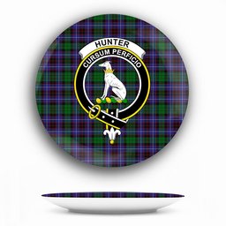 ScotsTee Shop Scottish Hunter of Peebleshire Crest Tartan Ceramic Plate