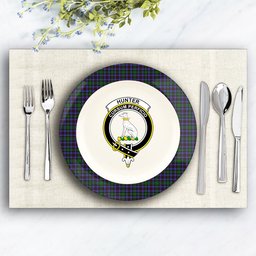 ScotsTee Shop Scottish Hunter of Peebleshire Crest Tartan Ceramic Plate