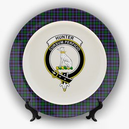 ScotsTee Shop Scottish Hunter of Peebleshire Crest Tartan Ceramic Plate