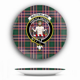 ScotsTee Shop Scottish MacFarlane Hunting Modern Crest Tartan Ceramic Plate
