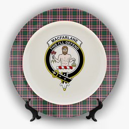 ScotsTee Shop Scottish MacFarlane Hunting Modern Crest Tartan Ceramic Plate