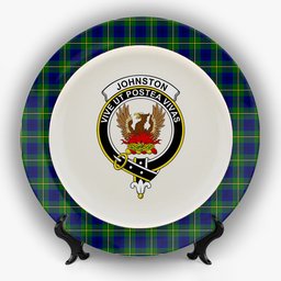 ScotsTee Shop Scottish Johnston of Caskieben Modern Crest Tartan Ceramic Plate