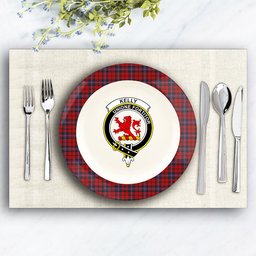ScotsTee Shop Scottish Kelly of Sleat Red Crest Tartan Ceramic Plate