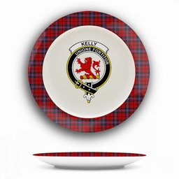 ScotsTee Shop Scottish Kelly of Sleat Red Crest Tartan Ceramic Plate