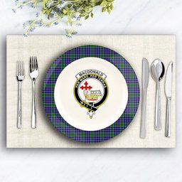 ScotsTee Shop Scottish MacDonald Lord of the Isles Hunting 2 Crest Tartan Ceramic Plate