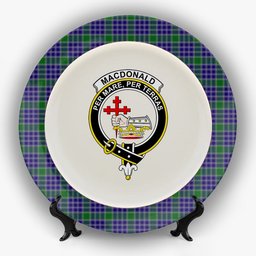 ScotsTee Shop Scottish MacDonald Lord of the Isles Hunting 2 Crest Tartan Ceramic Plate