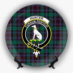 ScotsTee Shop Scottish Hunter of Peebleshire Modern Crest Tartan Ceramic Plate