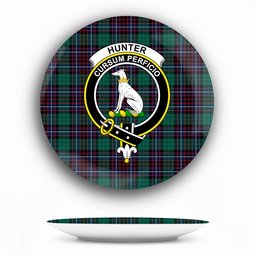 ScotsTee Shop Scottish Hunter of Peebleshire Modern Crest Tartan Ceramic Plate